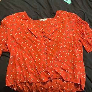 Madewell blouse. Red and white polkdadot